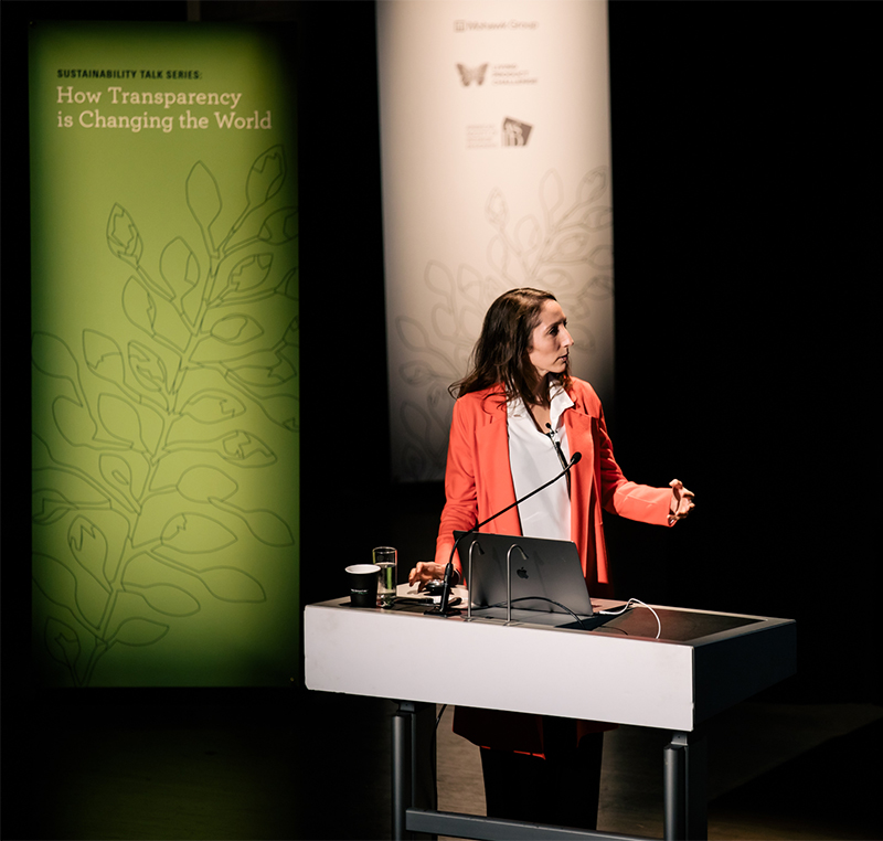 Jane Abernathy speaking at Humanscale's Sustainability Talk Series