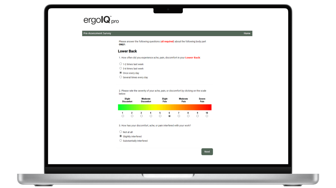 ergoIQ pro UI